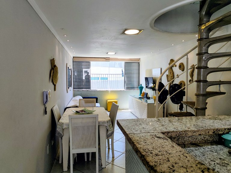 apartamento pé na areia da praia do tombo frente ao mar