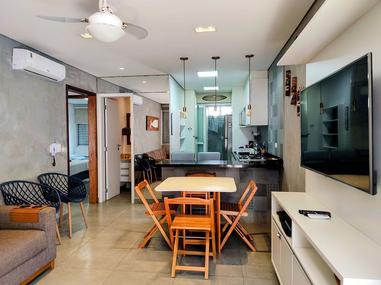 Apartamento pé na areia da praia do Tombo em Frente ao mar