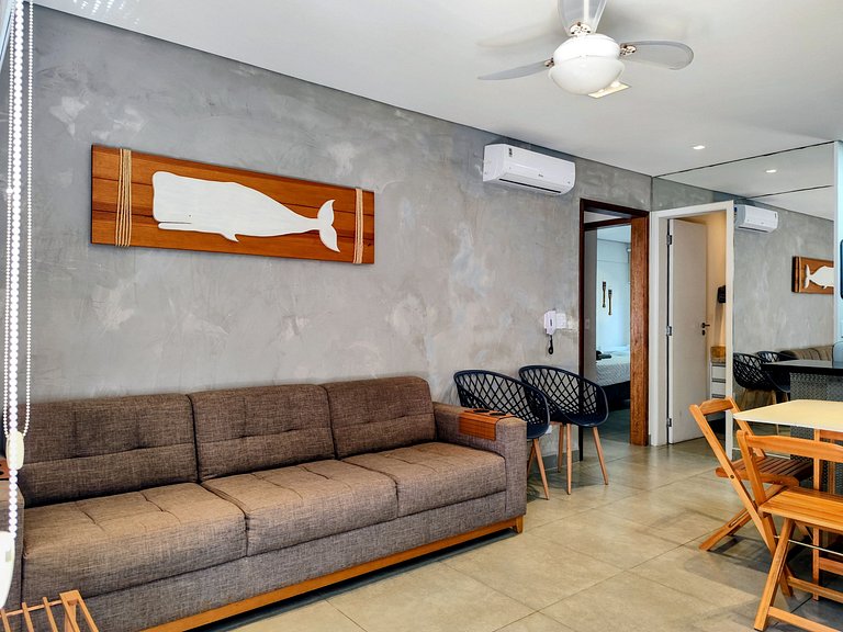 Apartamento pé na areia da praia do Tombo em Frente ao mar